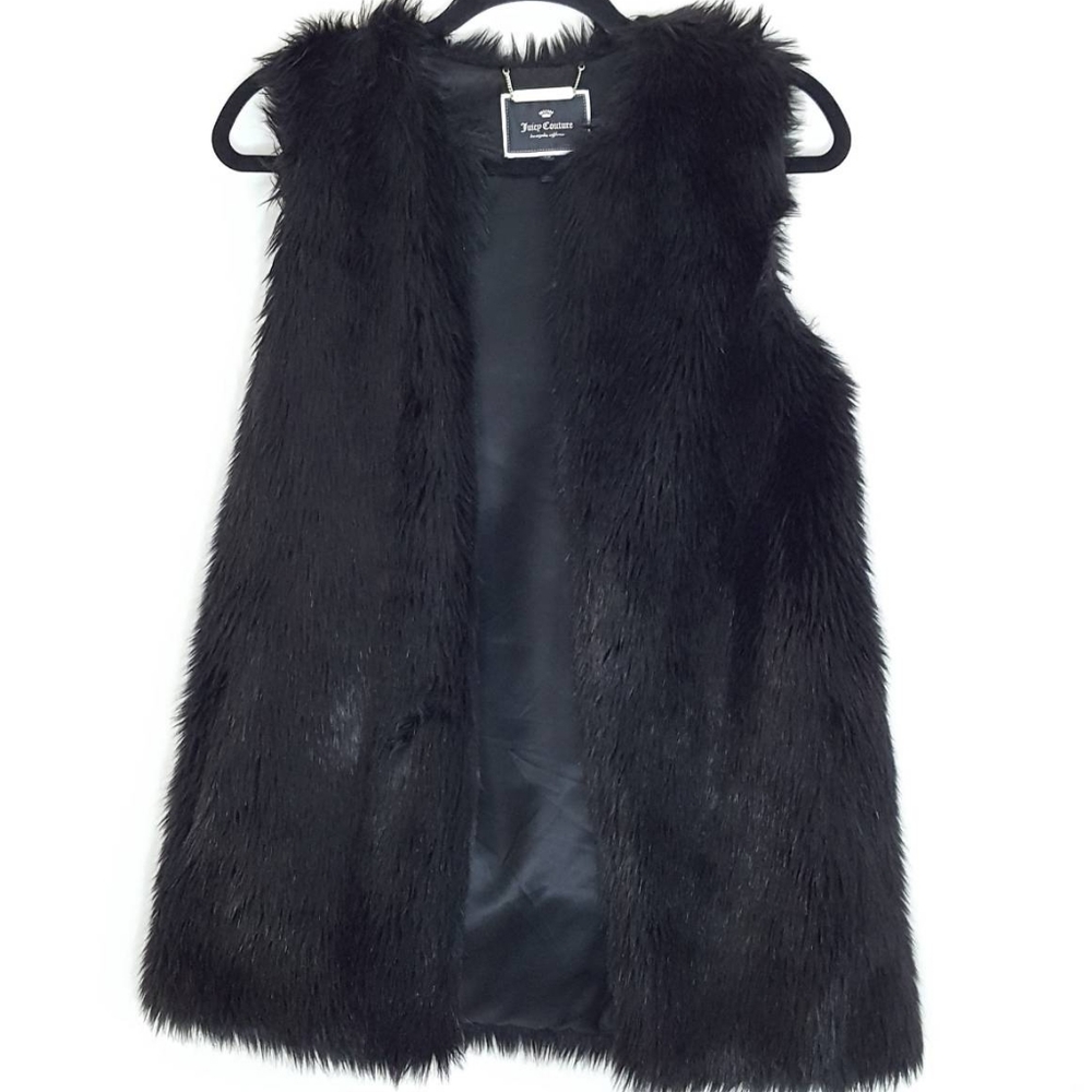 Juicy Couture Faux Fur Black Vest